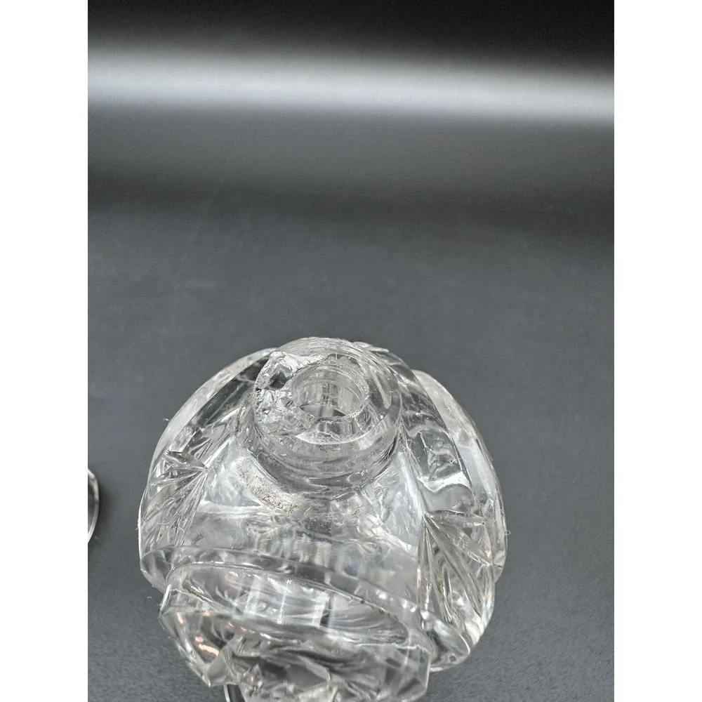 Vintage Cut Clear Crystal‎ Bohemian Glass Pedestal Salt & Pepper Shaker Set